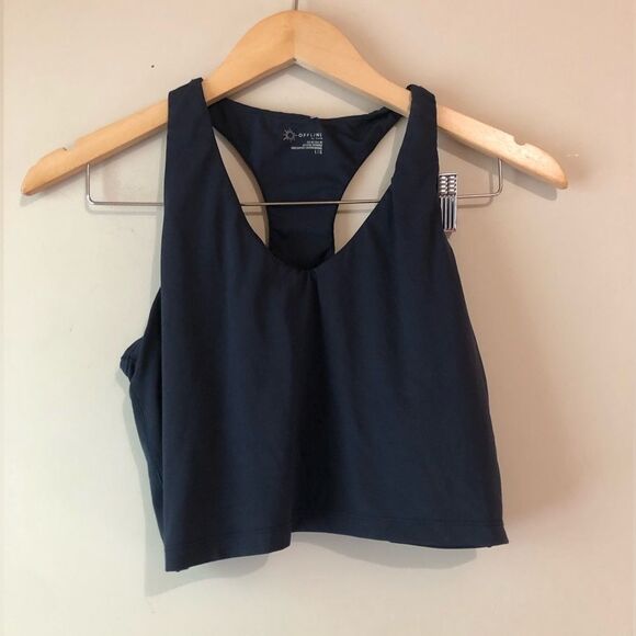 ♦️ Aerie | Navy Blue Cropped Tank - Picture 1 of 4